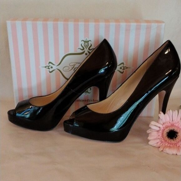 Footcandy Black Patent Peep Toe Pump - Picture 3 of 11